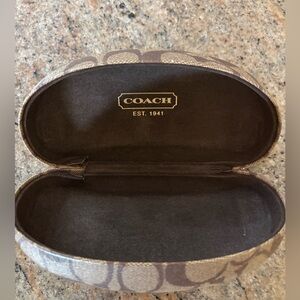 Coach Signature Pattern Tan Eyeglass Case
